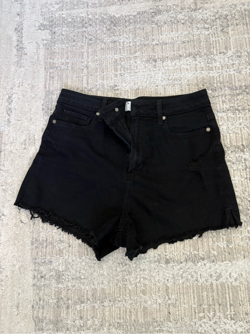 PAIGE Margot Short | Black High-Rise Distressed Denim Shorts